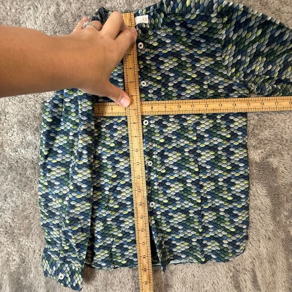 Boys Mandarin Collar Button Down Top Shirt Blue Size 7 Long Sleeve Minimalist - Picture 7 of 7